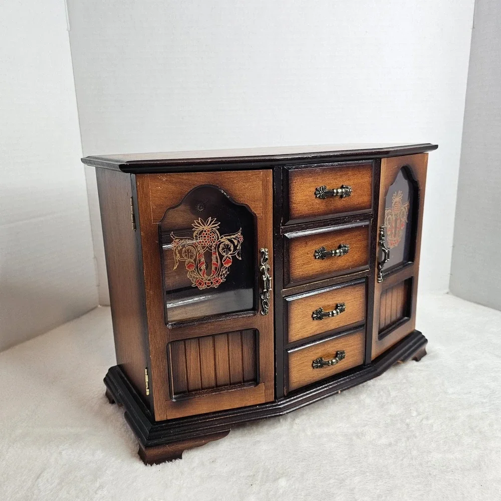 Vintage Wooden Jewelry Box Cabinet